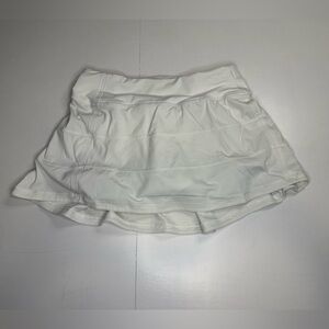 Lululemon Pace Rival MR Skirt Size 2 White Lined Tennis Running Pockets Stretch